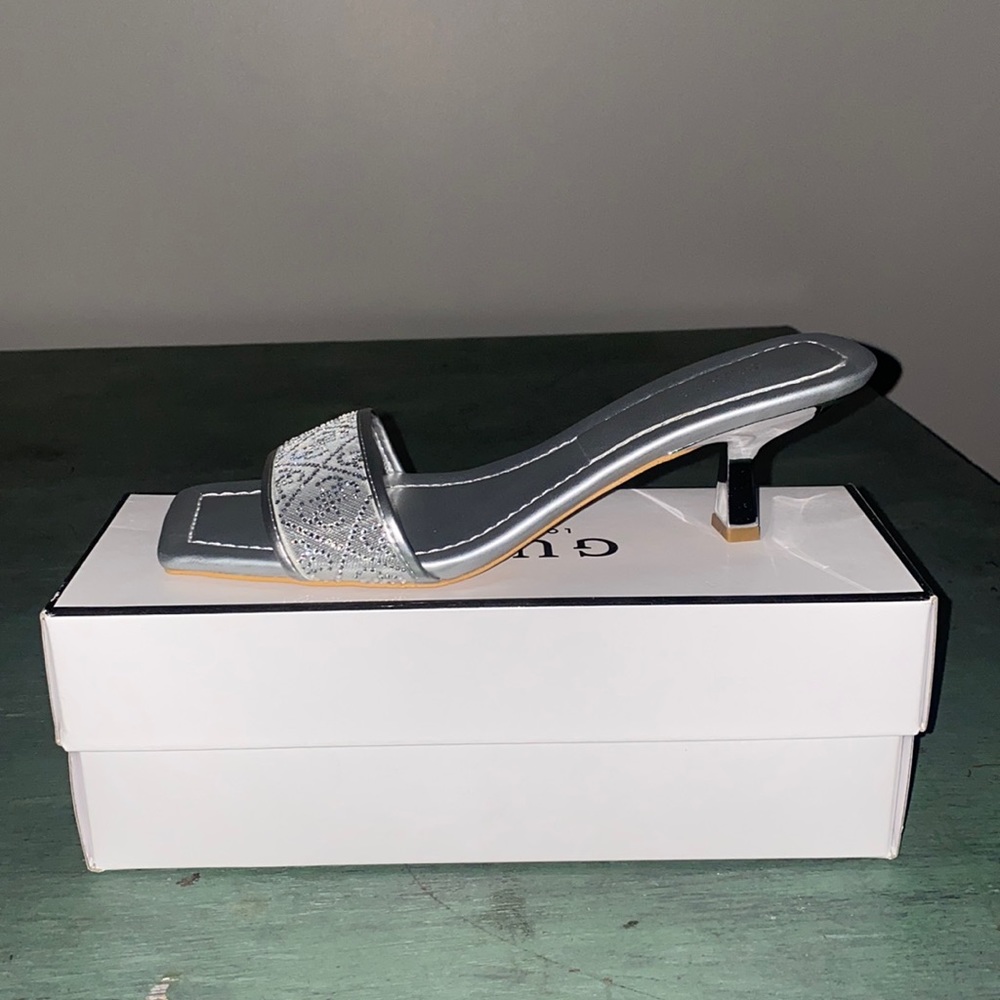 GUESS Silver Betianey Kitten Heels